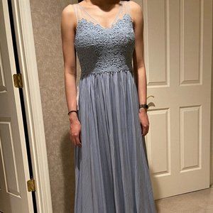 Azazie Valencia Bridesmaid/Prom Dress, Dusty Blue, Size 8